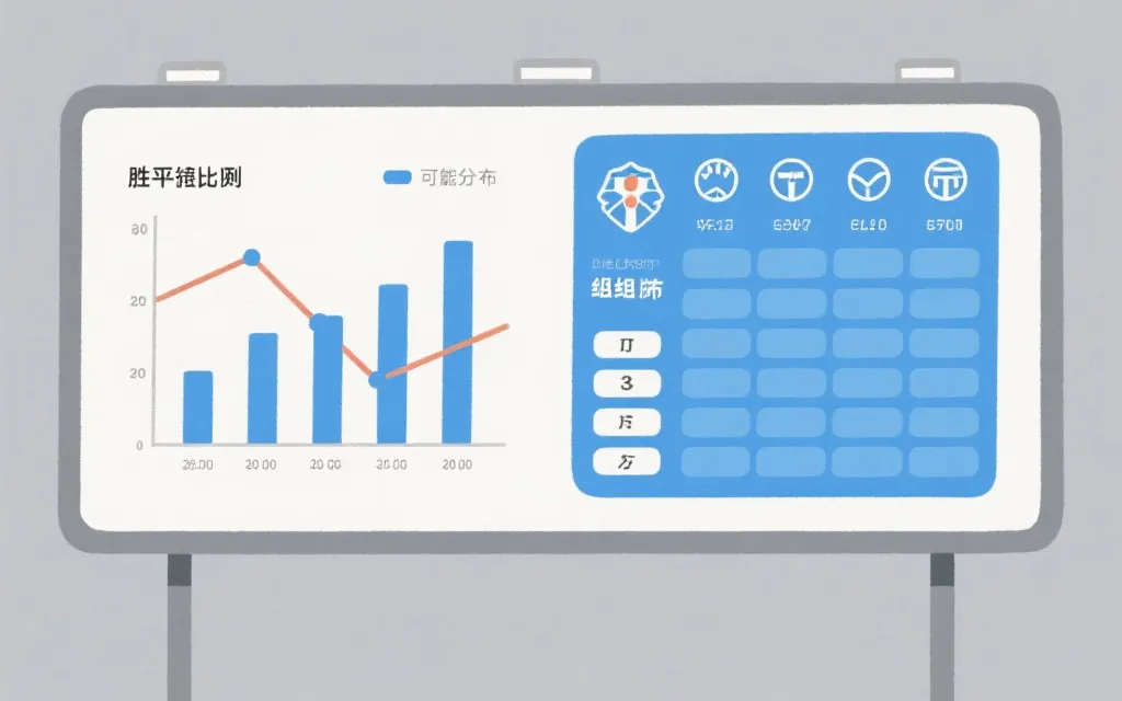 数据看板风格的足球比赛预测：胜平负概率与可能比分分布